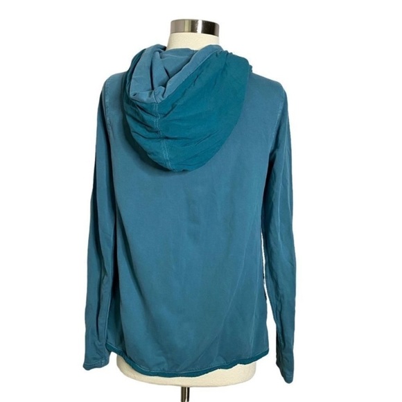 Lucky Lotus Teal Drawstring Hoodie, Size S - Picture 2 of 3
